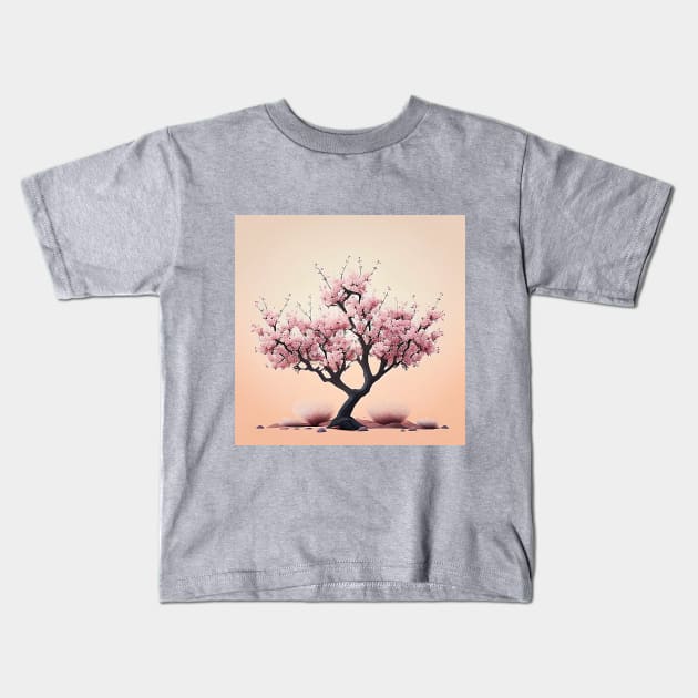 Light Pink Blossoming Cherry Tree Pretty Peach Tree Kids T-Shirt by The Art Mage
